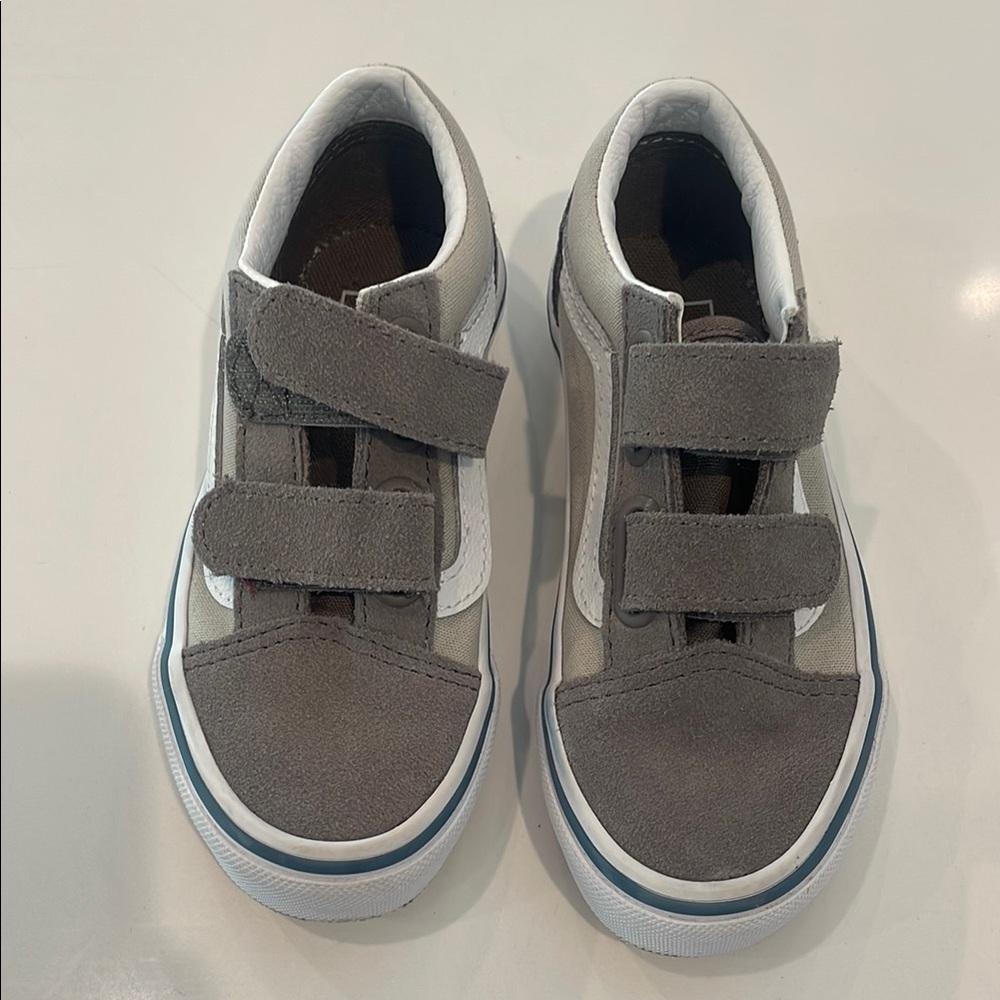 Gray Toddler Vans Shoes with Velcro Straps